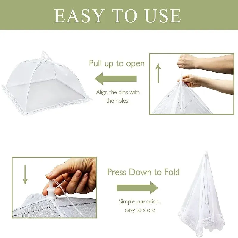 Large pop-up white mesh food cover tent - foldable and washable suitable for outdoor picnics barbecues and parties — image 4
