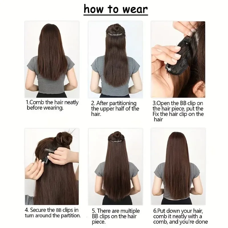 32Inch/40Inch Synthetic Long Straight Hair Extension Clip in Heat Resistant Natural Invisible Hair Accessory for Women — image 7