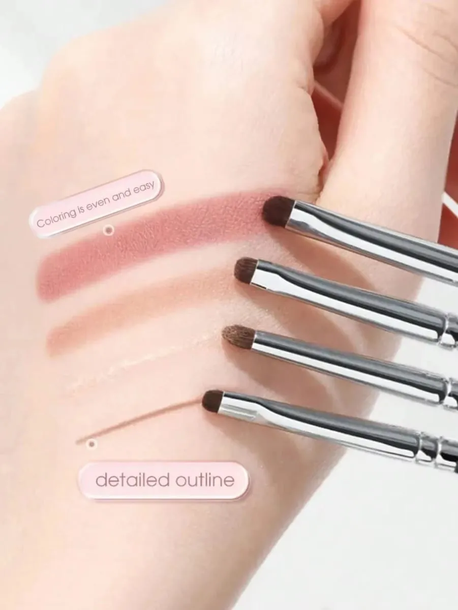 Juego de 4 brochas para sombra de ojos exquisitas y compactas hechas de crin para una mezcla precisa; Pincel Delineador de Ojos; Brocha correctora — image 2