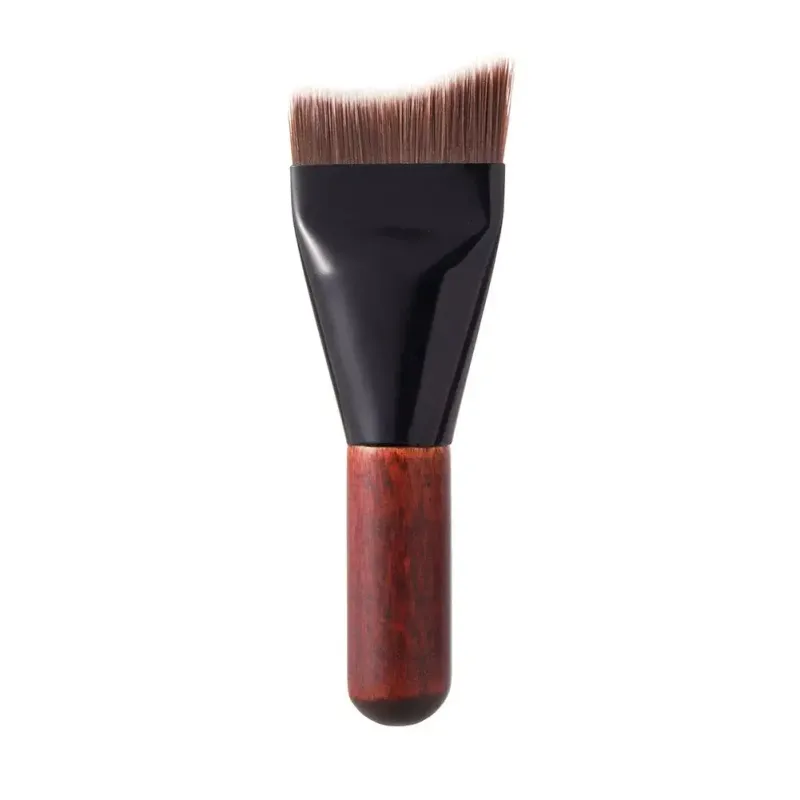 Fish Tail Foundation Brush Ultra Thin Liquid Makeup Brushes Wood Grain Handle Flat Face Contouring Cream Powder Blender