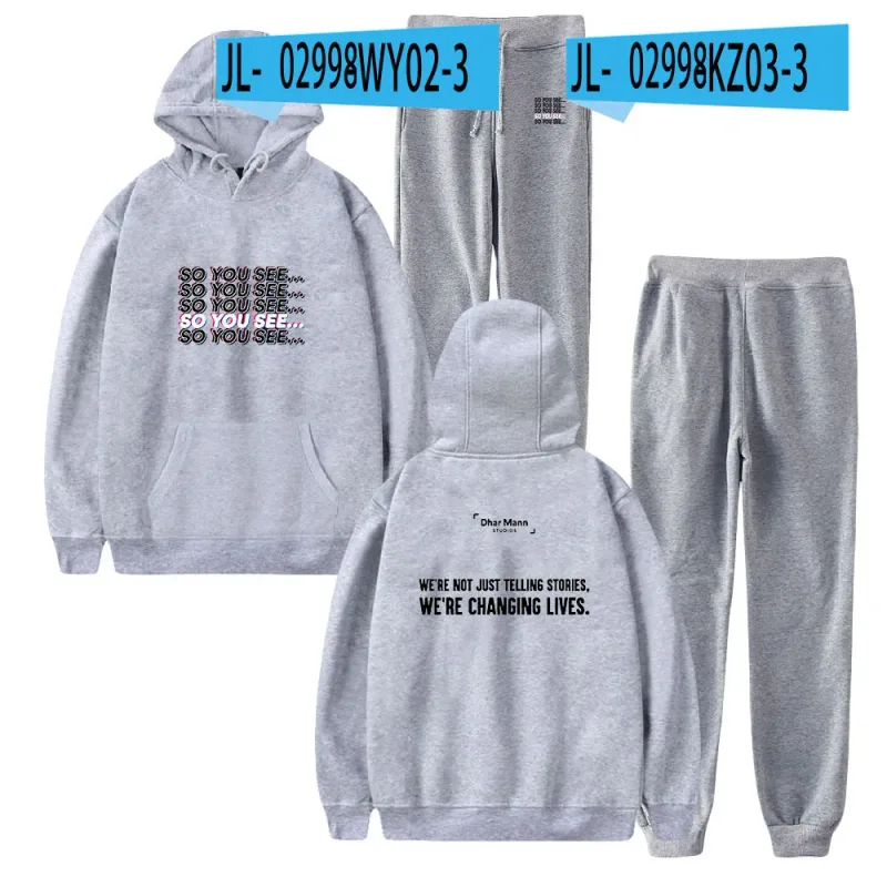 Harajuku Comfortable Funny so you see Print Sweatshirt Sweatpants Suit Men/Women Hoodies+ Trousers Suit Cute 2 Piece Set Clothes — image 26