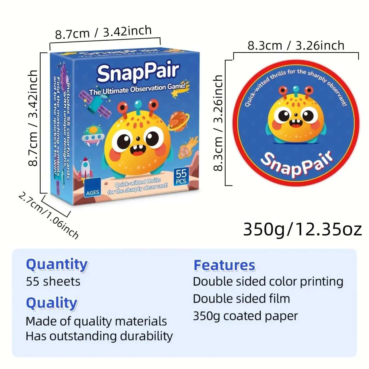 《Snappair: the Ultimate Observation Matching Board Game with 55 Cards》Card Game Board Game Ideal for Family Gatherings Gift — image 6