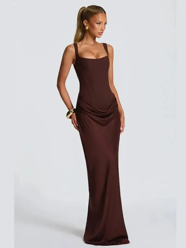 Solid Sexy Pleated Strapless Dress Women Chic Off-shoulder Backless High Waist Split Maxi Dresses 2026 New Evening Party Gown — image 12