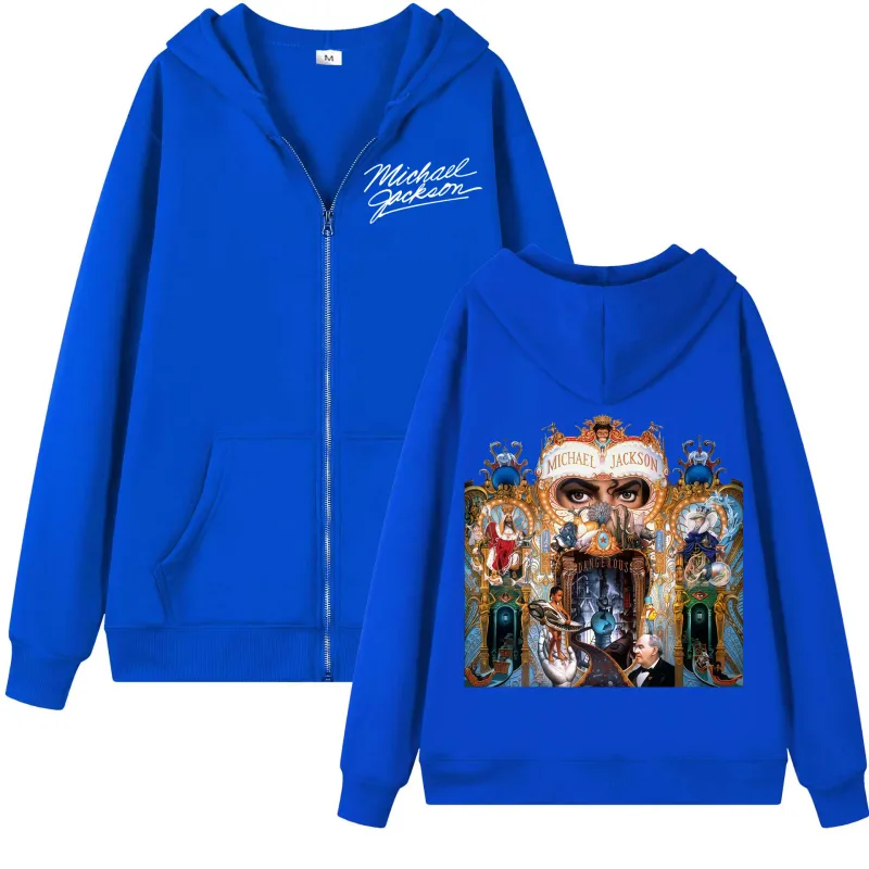 Singer Michael Jackson Album Graphic Zipper Hoodie Men Women Fashion Rock Zip Up Pullovers Harajuku Y2k Style Hooded Sweatshirts — image 5