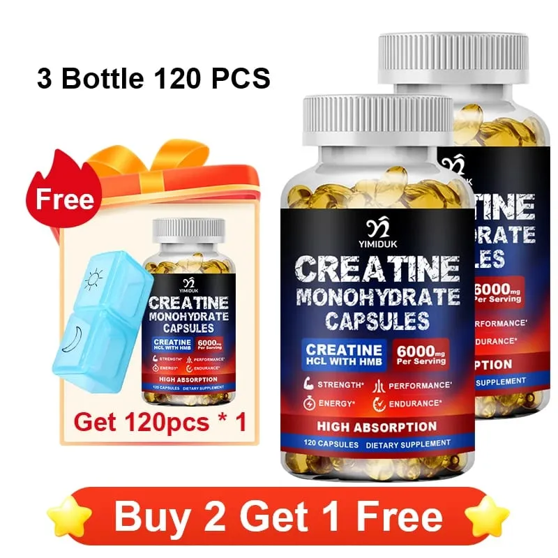 Cápsulas de creatina de alta absorción con creatina mixta, vitamina E, estimulan el crecimiento muscular, extienden el entrenamiento y aceleran la recuperación