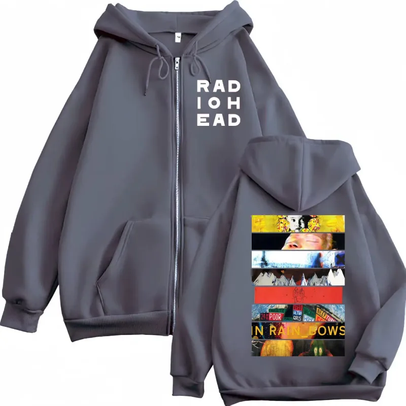 Rock Band Radiohead Album Graphic Zipper Hoodie Fashion Y2k Oversized Zip Up Pullovers Men Women Casual Long Sleeve Sweatshirts — image 3