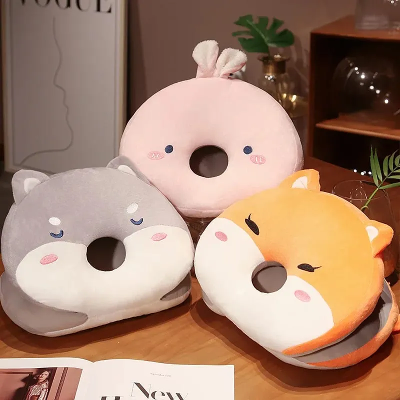 Rabbit Husky Fox Plush Nap Pillow Ice Silk Surface Cooling Sleep Cushion Office Desk Rest Pillow Home Travel Hug Pillow Gift — image 7