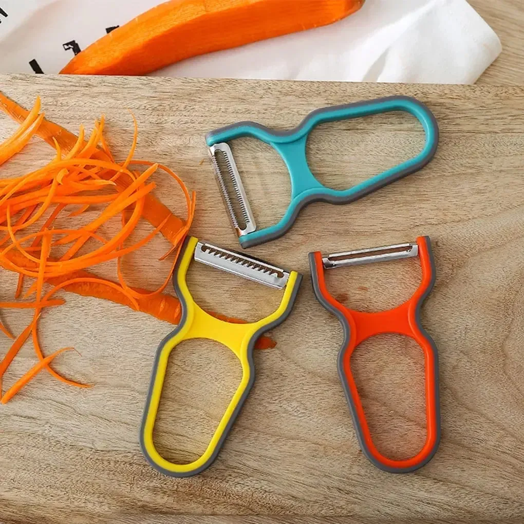 3Pcs Stainless Steel Multi-Function Potato Peeler Fruit Vegetable Chopper Mini Spud Slicer Grater Set Random Color Kitchen Tools