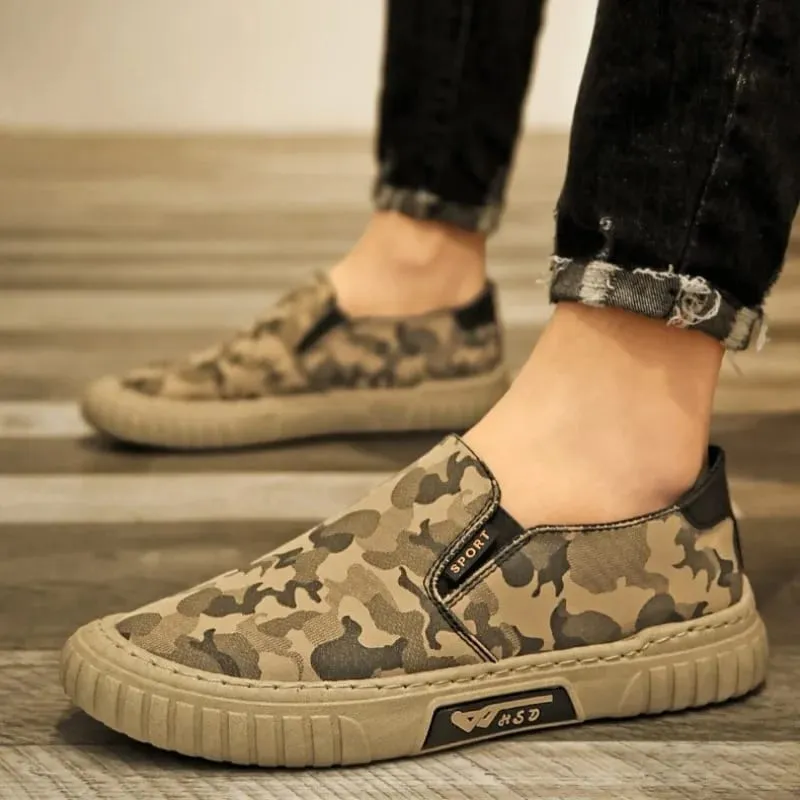 Summer Camouflage Canvas Men's Casual Shoes Men's Sneakers Slip-On Lazy Sporty Shoes for Man Breathable Round Toe Light Flats — image 4