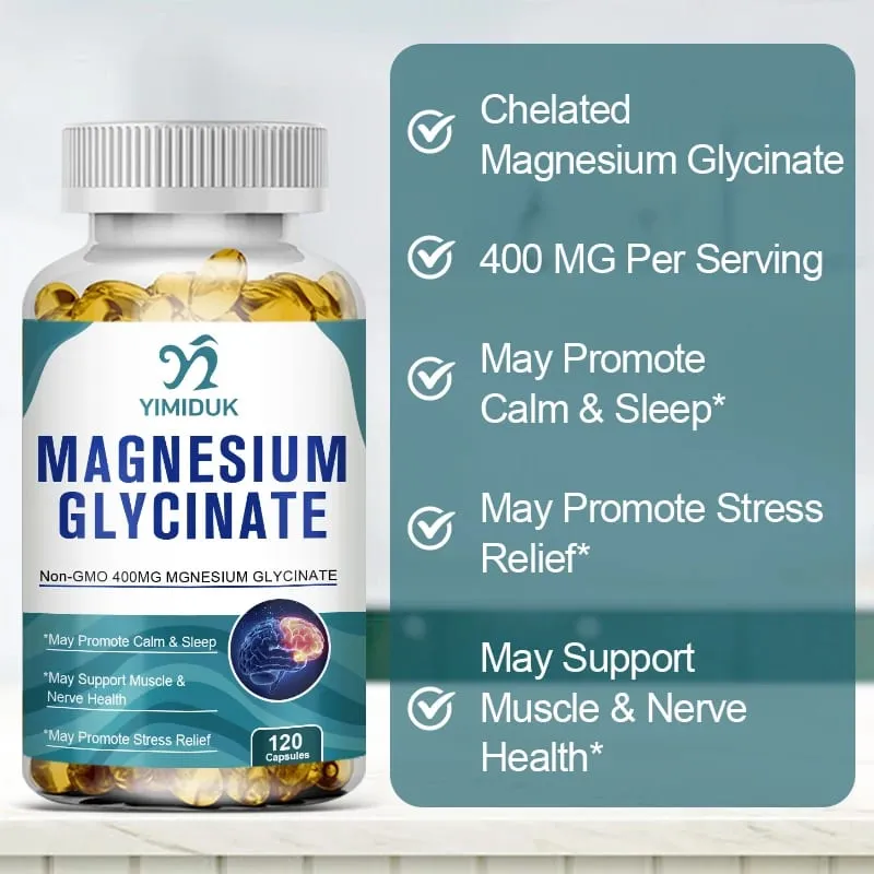 Yimiduk Pure Magnesium Glycinate Supplement with Vitamin B6 for Fights Fatigue Cramps & Heart Health Reduces Anxiety Vegan — image 4