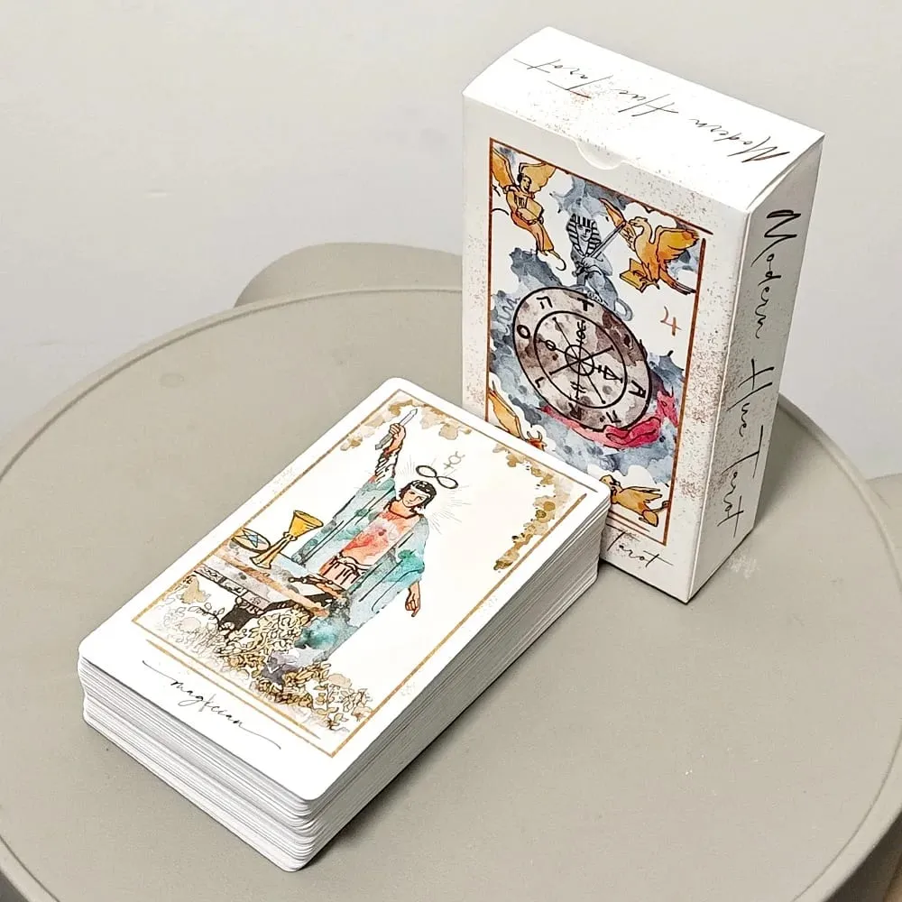 Modern Hue Tarot Deck - 78 Watercolor Tarot Cards 12*7cm Based on RWS Imagery - Aesthetic Divination Cards Double-embossed