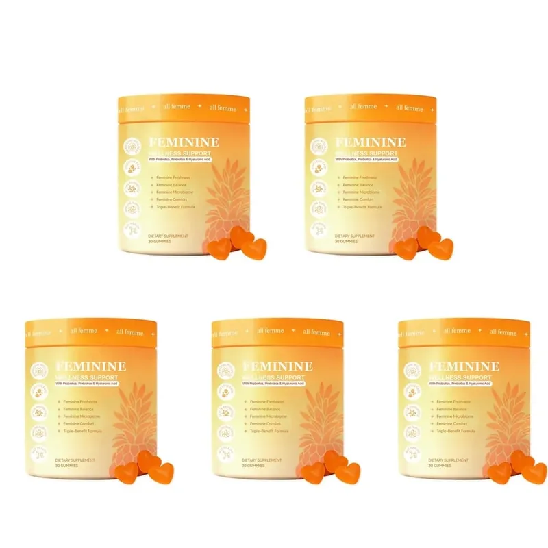 All Femme Chewable Feminine Wellness Support Gummies with Probiotics Prebiotics Hyaluronic Acid Vitamin B6 and Zinc 30 Gummies — image 11