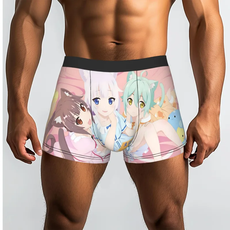أنيمي N-Nekopara الشوكولاته الفانيليا الملابس الداخلية الرجال المطبوعة لعبة سراويل داخلية للرجال السراويل سراويل داخلية لينة
