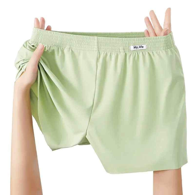 Large Size Satin Silky Loose Boxer Shorts Men Summer Thin Cool Ice Silk Underwear Arrow Pant Seemless Sleepwear Pajamas Panties — image 10