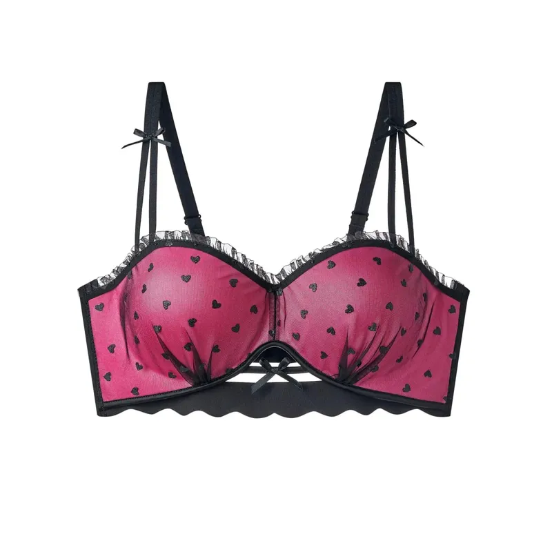 French lace underwear women's small breasts gather to show big bra new anti-sagging pure desire girl half cup bra 32-38 bra set