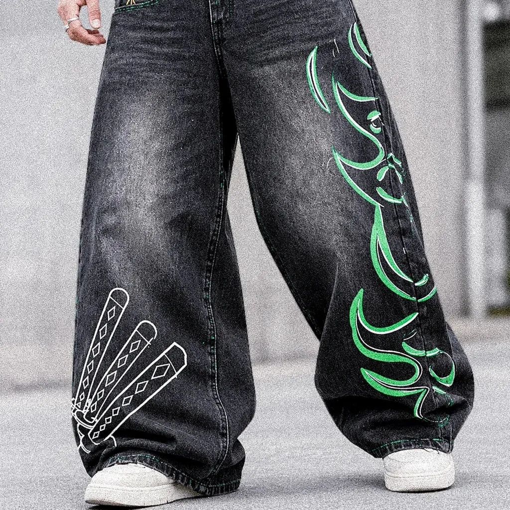 High Street Y2k Baggy Zoro Knife Jeans Vintage Wide Leg Denim Pants Popular Jeans Streetwear Harajuku Trouser Men Clothing — image 2