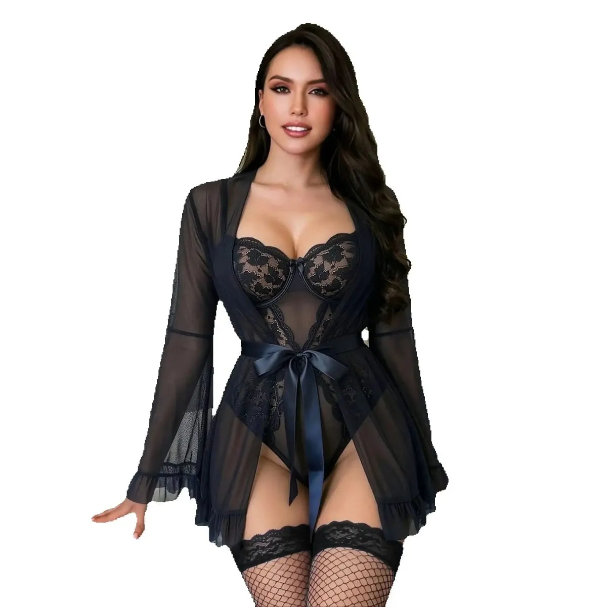 Transparent Lingerie Bra Erotic Ultra Sexy Nightdress Fairy Lingerie Women's See Through Pajamas Delicate Sexy Nighty — image 5