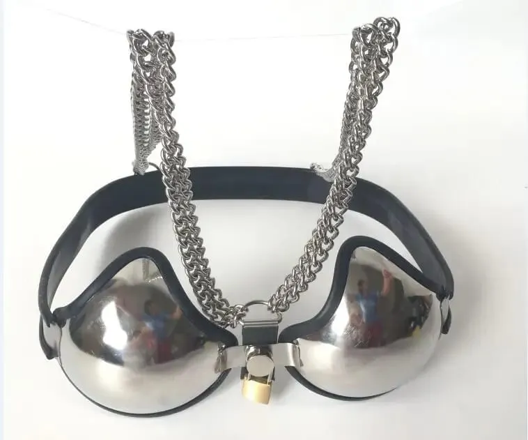 Female Adjustable Stainless Steel Band Bra Brassiere Breast Form With Lock Bondage Chastity Belt Device Ddsm Sex Toy 3 Color — image 3