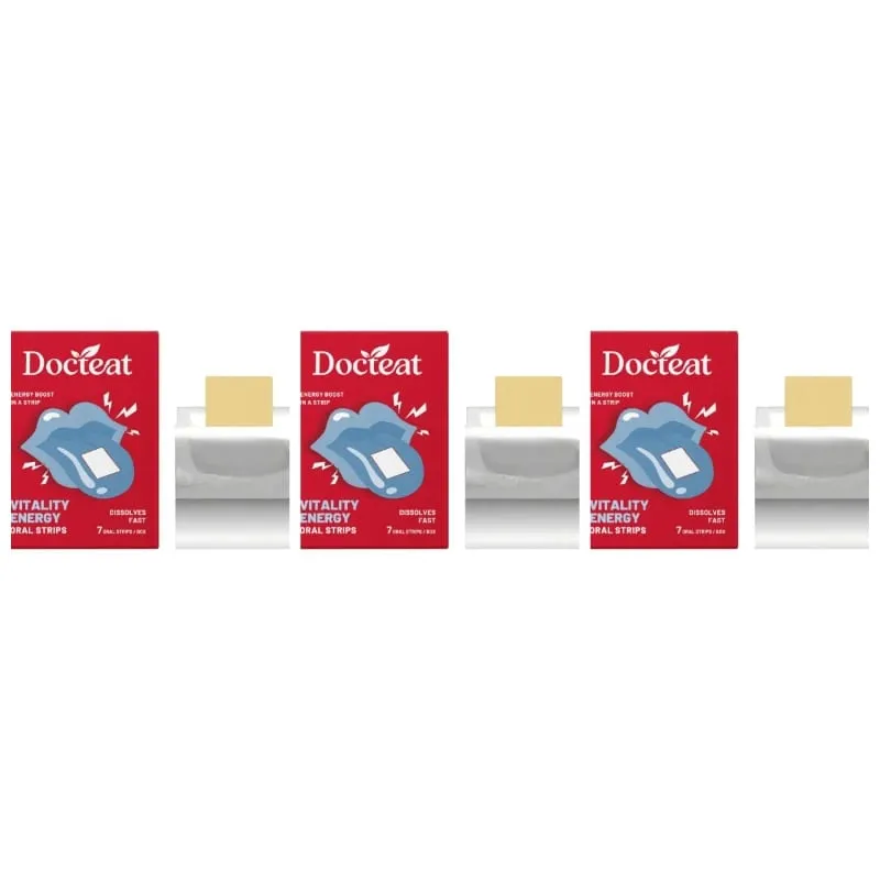 Docteat Vitality Energy Oral Strips Melt-in-Mouth Dissolves Fast L-Theanine No Water Needed Stay Awake Support 7 Strips — image 10