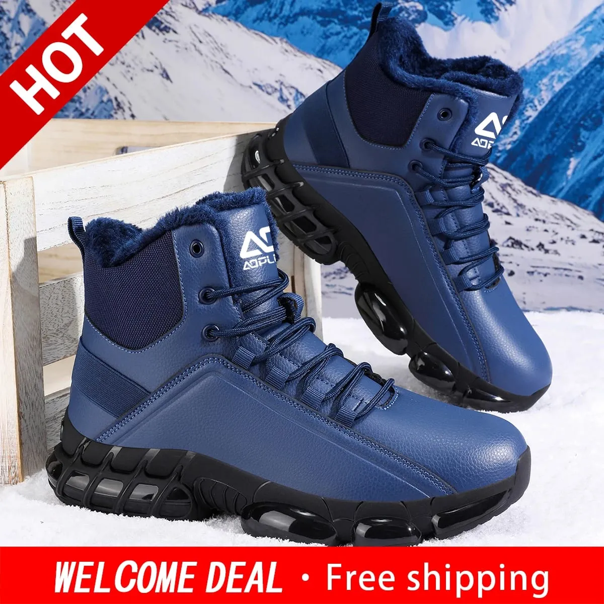 Men Autumn Winter High‑Top Fleece‑Lined Snow Boots Warm Casual Sneakers Non‑Slip Outsole for Hiking Outdoor Snow‑Day Activities — image 4
