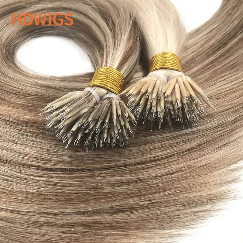 Nanoring Hair Extension Straight High Quality Real Human Hair Extensions for Women Micro Ring Link Hair Extensions Human Hair — image 1