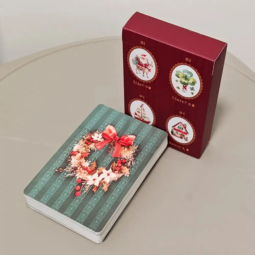 Christmas Carol Lenormand Deck 9*6cm 42 Pcs Cute Christmas-themed Lenormand Cards Printed on 350GSM Double-embossed Cardstock