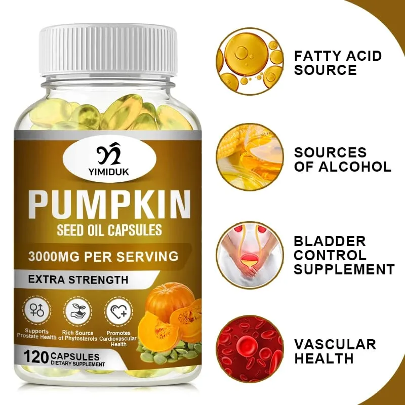 Buy 1 Get 1 Free! Pure Pumpkin Seed Oil Supplement Support Promotes Hair Growth Skin Health & Hormone Balance Restful Sleep