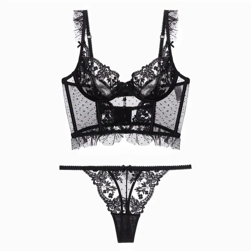 Tanga Dentelle Française Noël Pure Desire Transparent Fente Haute Sans Retirer Érotique T Pant Confort Taille S-XL MOYISU Set — image 2