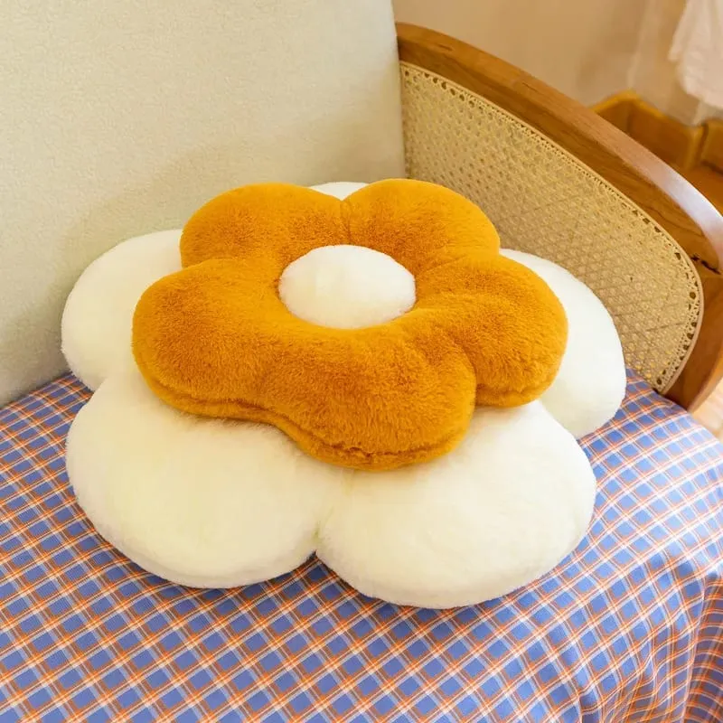 Generic Flower Shaped Plush Seat Cushion Soft Memory Cotton Round Pillow For Chair Bedroom Window Sofa Home Decor — image 5