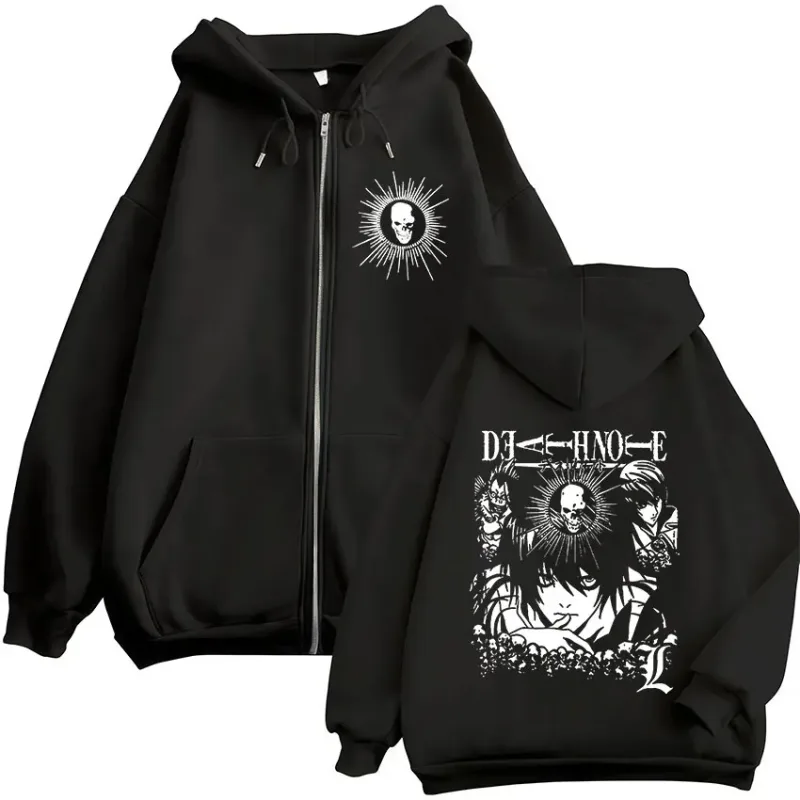 Anime Death Note Ryuk Yagami Light L·Lawliet Zipper Hoodies Men Women Clothing Fashion Casual Zip Up Hooded Sweatshirts Jackets — image 1