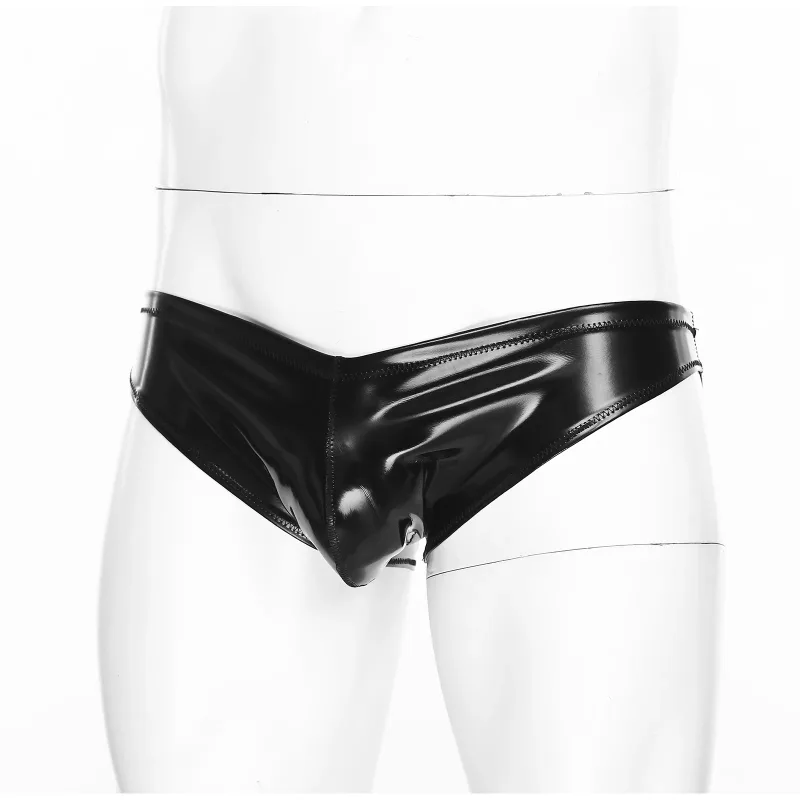 Mens Lingerie Glossy Latex Briefs Bulge Pouch Underwear Lingerie Swim Trunks Wet Look Panties for Nightclub Bodybuilding Raves — image 3