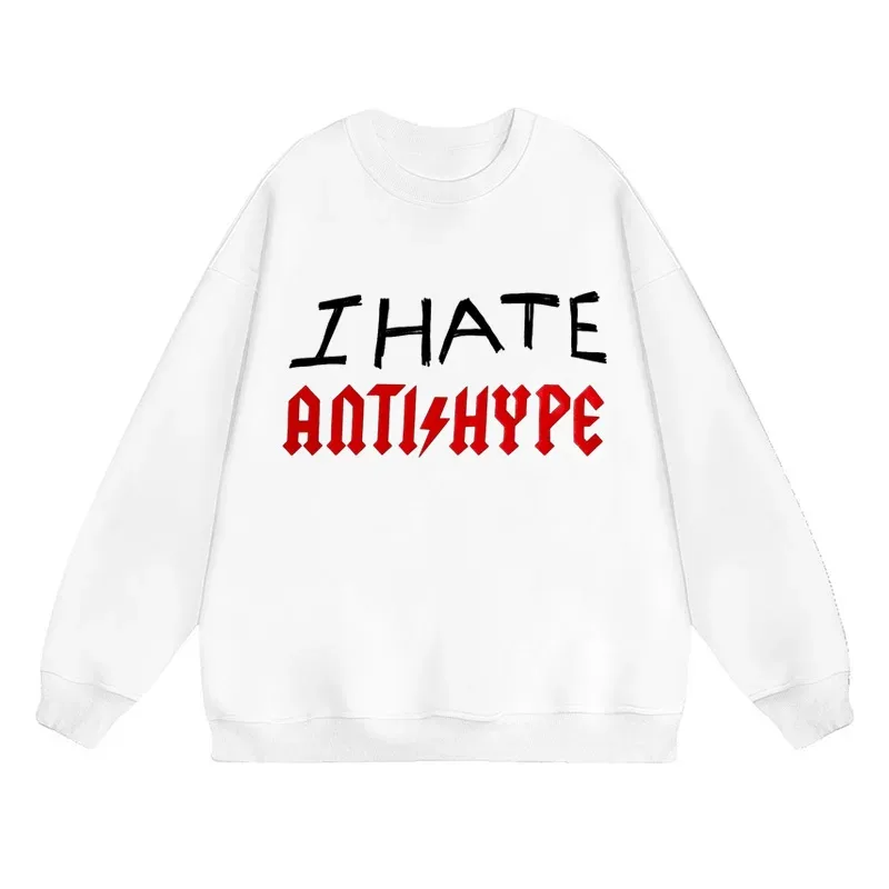 Men's Hoodies I HATE ANTIHYPE Letter Harajuku Oversized Pullover Print Sweatshirt Hip Hop Fashion Y2k Long Sleeve Tops Clothing — image 10