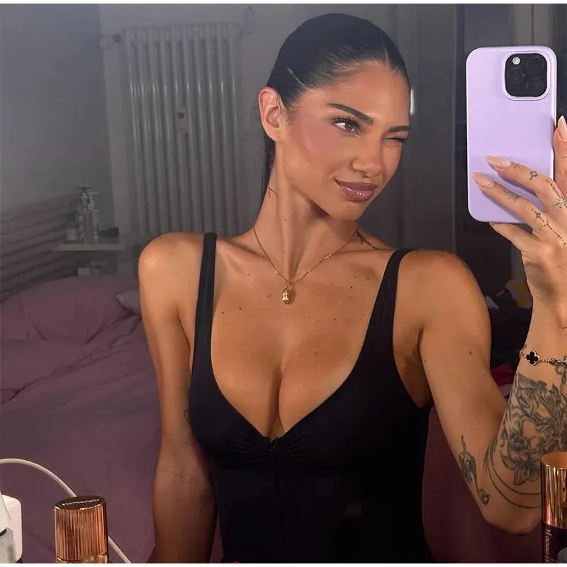 Sexy Tight Corsets Bodysuit For Women Deep V-neck Zippers Sleeveless Slimming Underwear 2026 New Lady Solid Backless Rompers — image 10