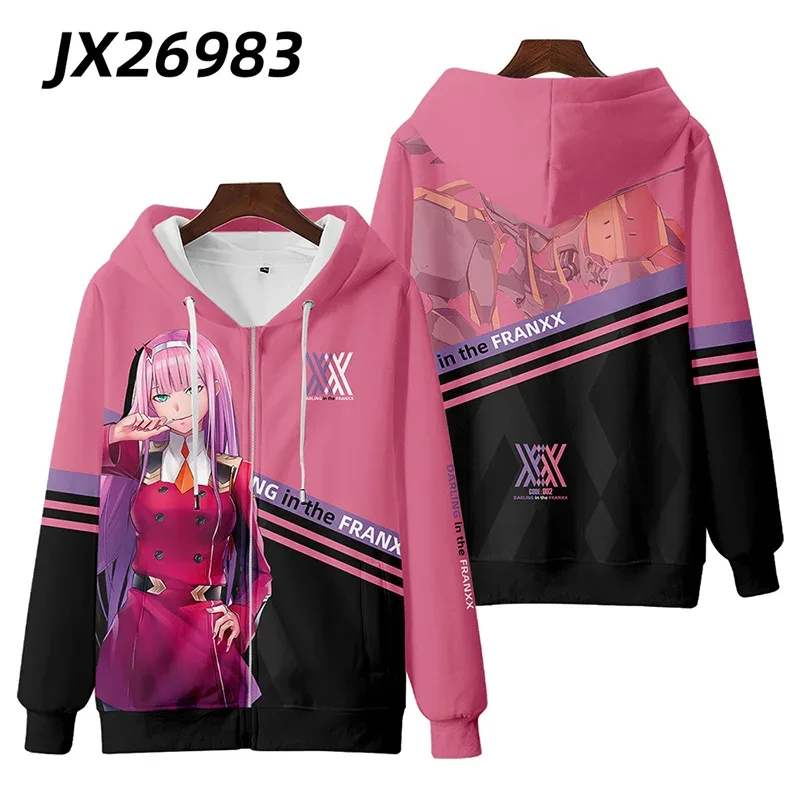 Hot Japan Anime Darling In The Franxx Cosplay Zipper Hoodies 3D Print Men Women Hip Hop Tracksuit Zipper Hoodie Men's Clothing — image 2