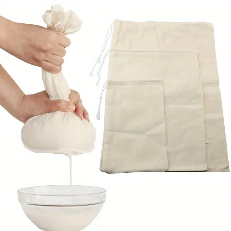 1/3Pcs Reusable Cheesecloth Bags For Straining Coffee Filter Strainers Mesh Pouch Squeezable Natural Straining Nut Milk Fi