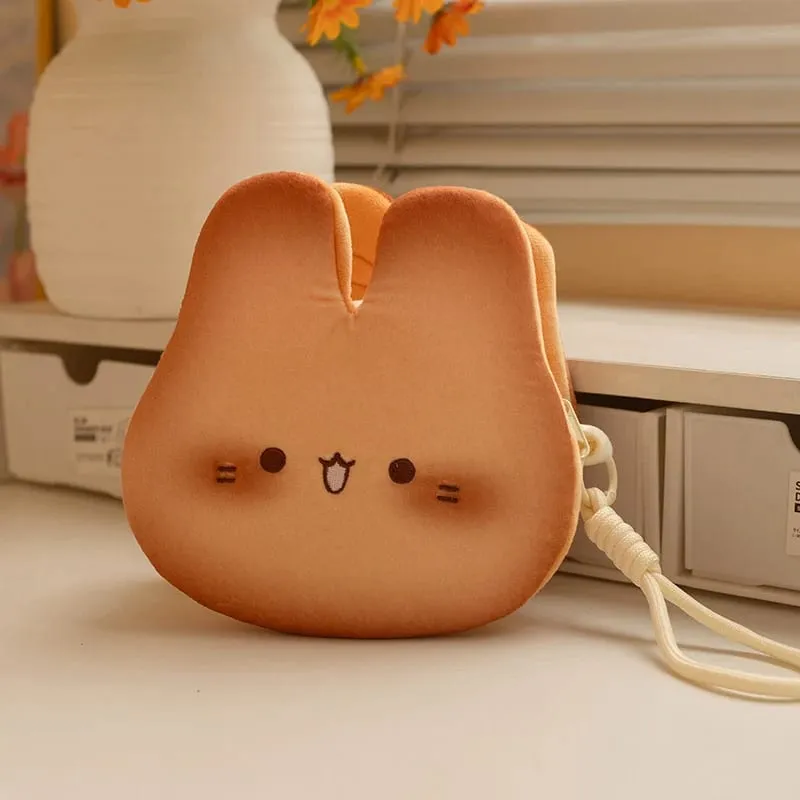 Adorable Cookie Rabbit Plush Toy Small Storage Bag Kawaii Kitten Plushies Room Decor Gift For Girl