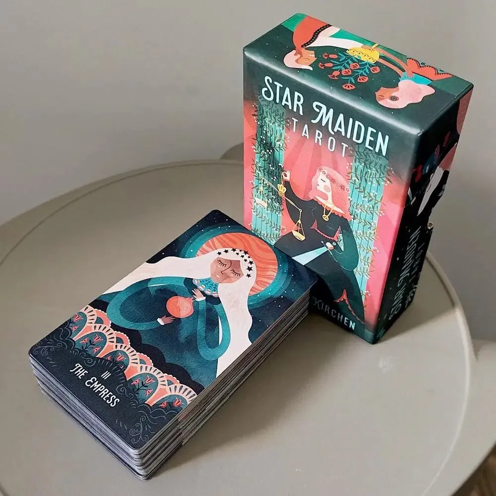 Jeu de Tarot Star Maiden, 78 cartes, esthétique, céleste, divin, dans une boîte rigide en deux pièces, Double gaufrage 12x7cm