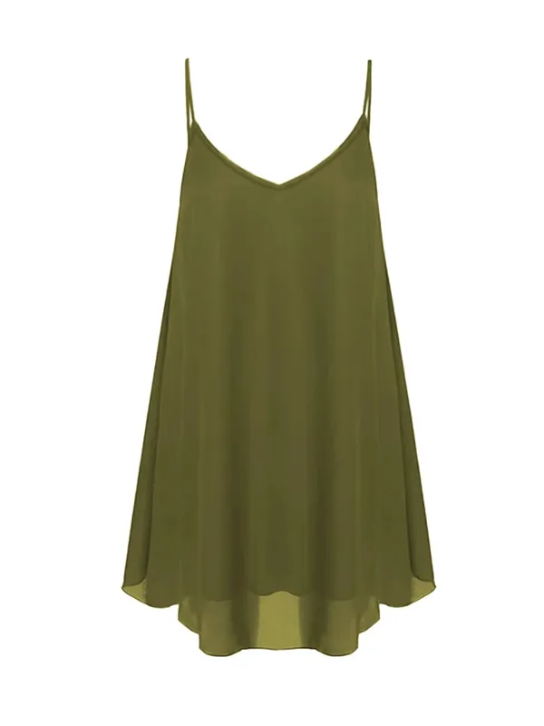 Women Plus Size Sleeveless Dress Fashion Solid Color Comfortable Daily Wear Dress — image 9