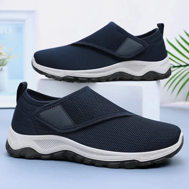 Men's Casual Sneakers Soft Comfortable Male Shoes Hook-loop Adjustable Wide Feet Walking Women Outdoor Anti-slip Sport Shoes
