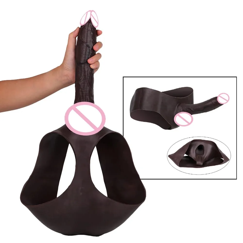 Ultra Realistic Hollow Dildo Panties Silicone Briefs Strapon Penis Extend Sleeve Pants Sex Toys For Men Dick Enlargement — image 6