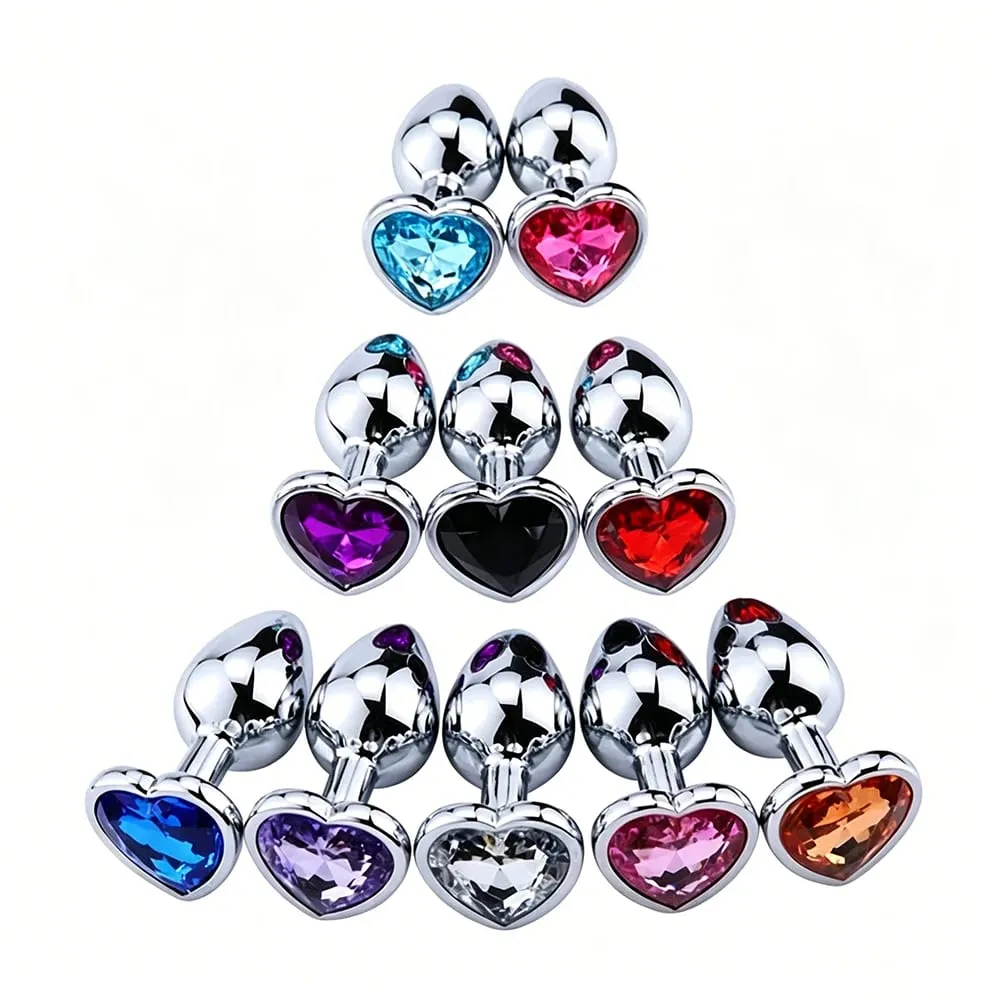 S/M/L Anal Plug Heart Shape Crystal Metal Anal Beads Butt Plug Prostate Massager Adult Gay Products Sex Toy Shop for Female Male — image 6