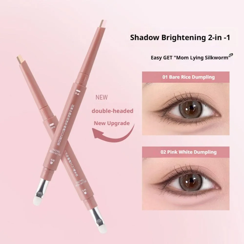 2 in 1 Double-headed Eye Bag Pen Brightens Shadows Waterproof Anti-smudge Long-lasting 3D Eye Bag Brightening Natural Eye Makeup