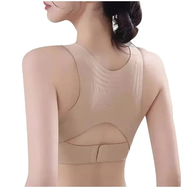 Front Buckle Cross Seamless Bra Anti-sag Gathering Push-up Coat Comfortable Sports Yoga Fitness Bra With Cross Back Support — image 4