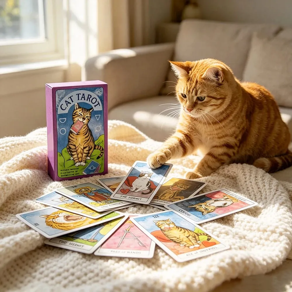 Cat Tarot Cards 78‑Pcs Cute Cat Design Tarot Cards Set Fortune‑Telling Divination Tarot Deck for Beginners and Cat Lovers — image 2
