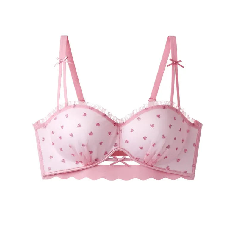 Pure Aesthetic French Lace Half Cup Bra 2026 New for Small Bust Push Up Anti Sag Soft Comfort Women Daily Lingerie Bra 32-38 Set — image 8