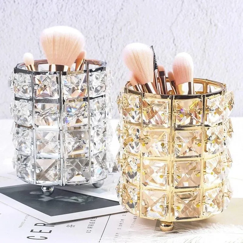 New Crystal Storage Cup Makeup Brush Eyebrow Pencil Storage Bottle Jewelry Storage Container European Cosmetics Storage Box — image 4