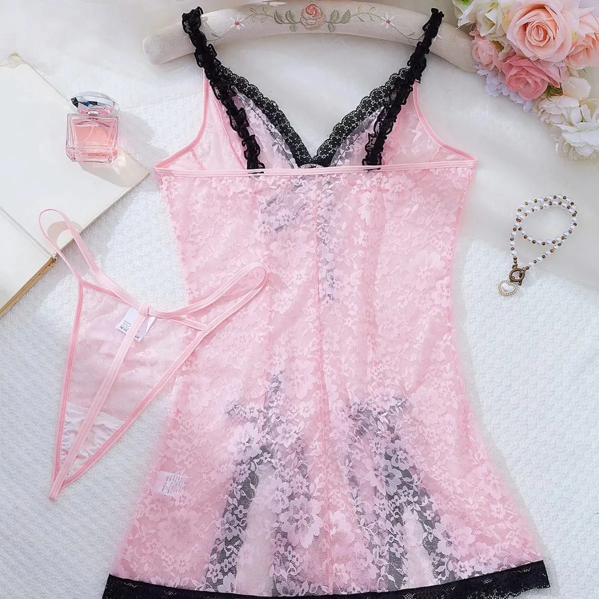 Women's Sexy Lingerie Women Erotic Bra Nightdress Sexy Lace Sleepwear Slim Soft Dresses V Neck Full Slip Sleepwear Dresses — image 3