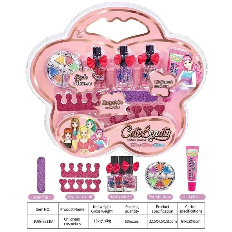 Make-upset voor kinderen Lipgloss Oogschaduw Nagellakvijl Niet-giftige make-up Prinses Meisje Cosmetica Wasbaar kerstcadeau voor kinderen — image 5