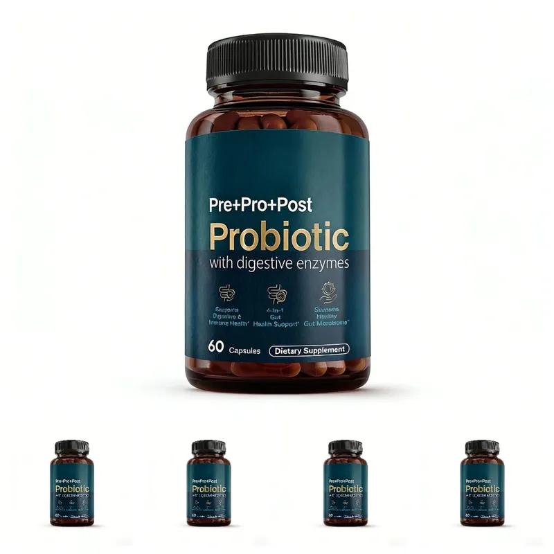 Premium 4-in-1 Probiotic Prebiotic Postbiotic Digestive Enzymes for Men&Women Supports Gut Digestion Immunity 60 Capsules — image 11
