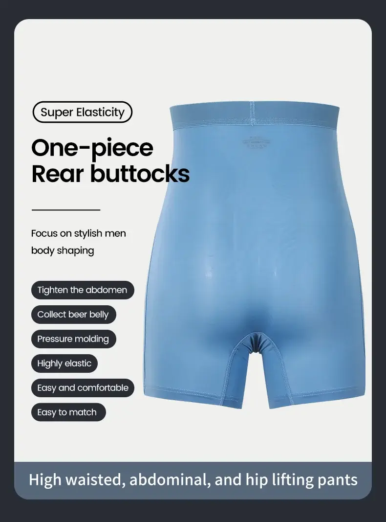 Sportunterwäsche für Herren: hoch taillierte, gürtelgeschwungene, große, verlängerte Shorts, die nicht an den Beinen scheuert, die Taille schützt und flach geschnitten ist — image 1